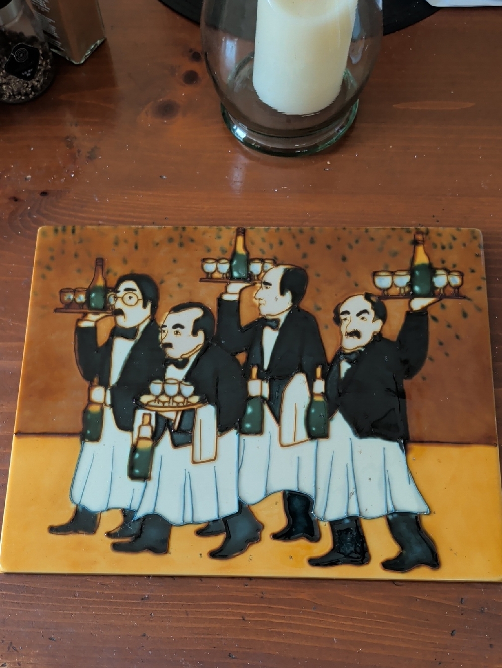 "Waiters and Bartenders 14" X 11" Hand Painted Art Tile